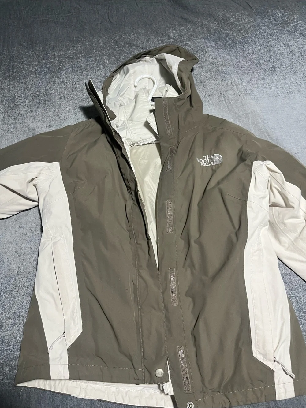 The North Face tan & Cream Two-Tone Hooded Shell Jacket